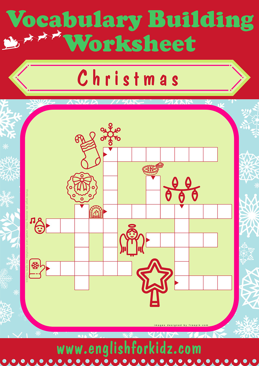 ESL Christmas Crossword Puzzle Printable