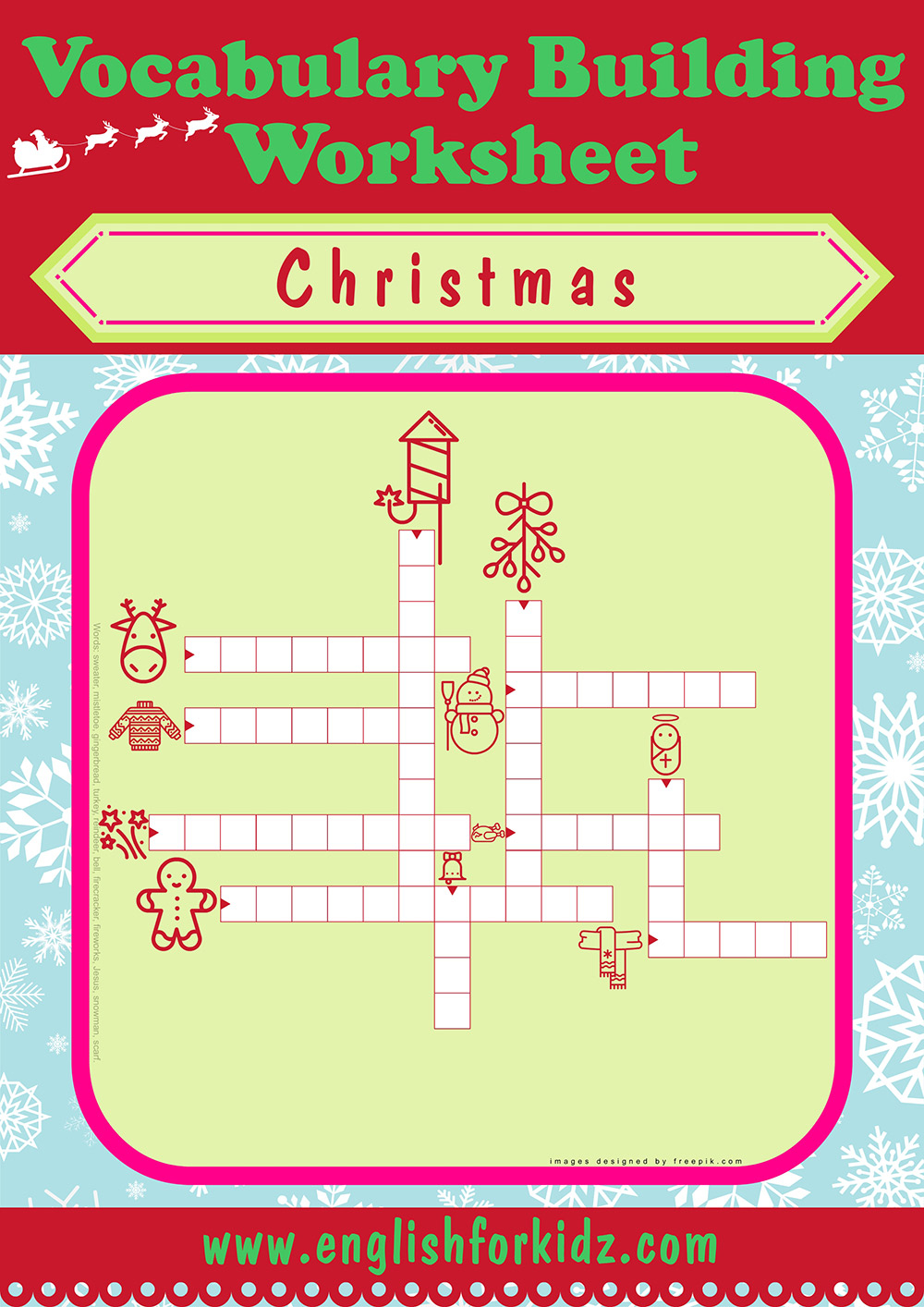 English For Kids Step By Step Christmas Worksheets Crossword Puzzles English For Kids Step By Step Christmas Worksheets Crossword Puzzles
