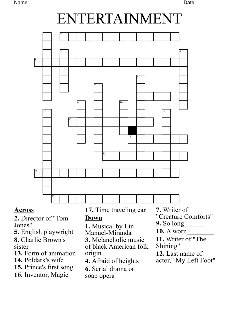 ENTERTAINMENT Crossword WordMint ENTERTAINMENT Crossword WordMint