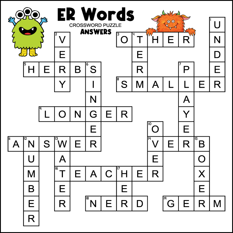 ER Words Crossword Tree Valley Academy