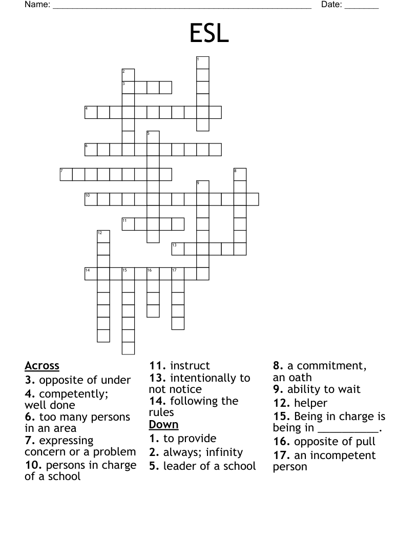ESL Crossword WordMint ESL Crossword WordMint