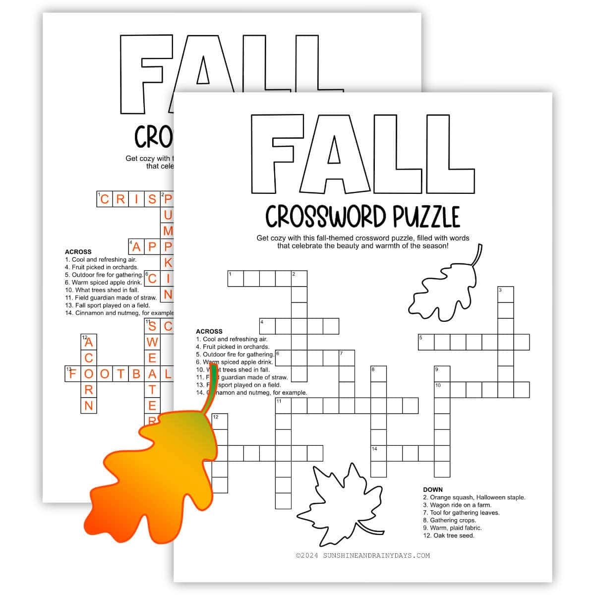 Fall Planting Crossword Printable