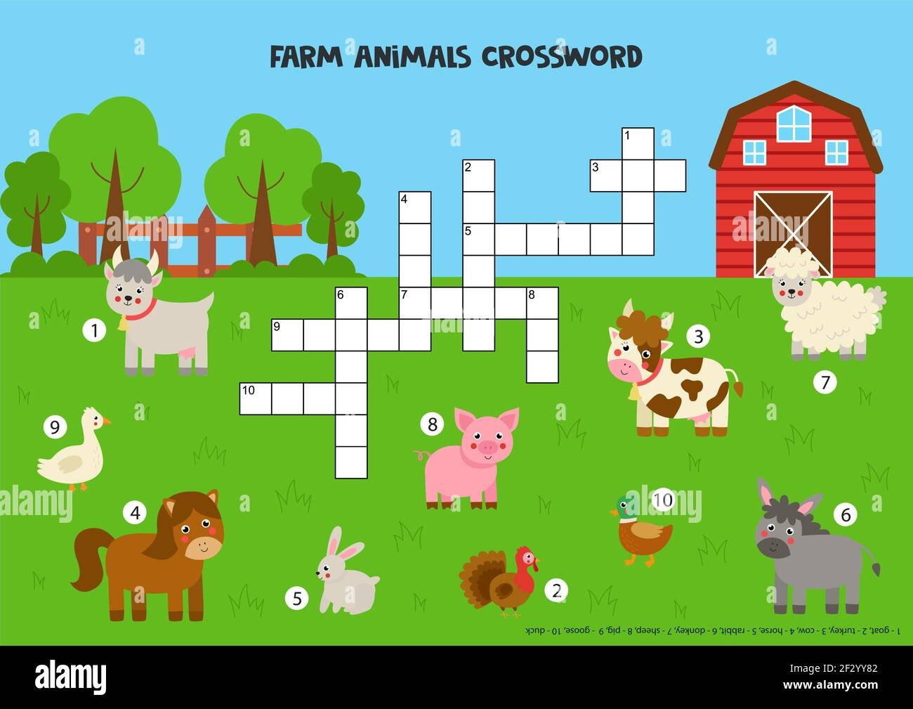 Farm Animal Crossword Puzzle For Kids Cute Smiling Domestic Animals Educational Game For Children Stock Vector Image Art Alamy Farm Animal Crossword Puzzle For Kids Cute Smiling Domestic Animals Educational Game For Children Stock Vector Image Art Alamy