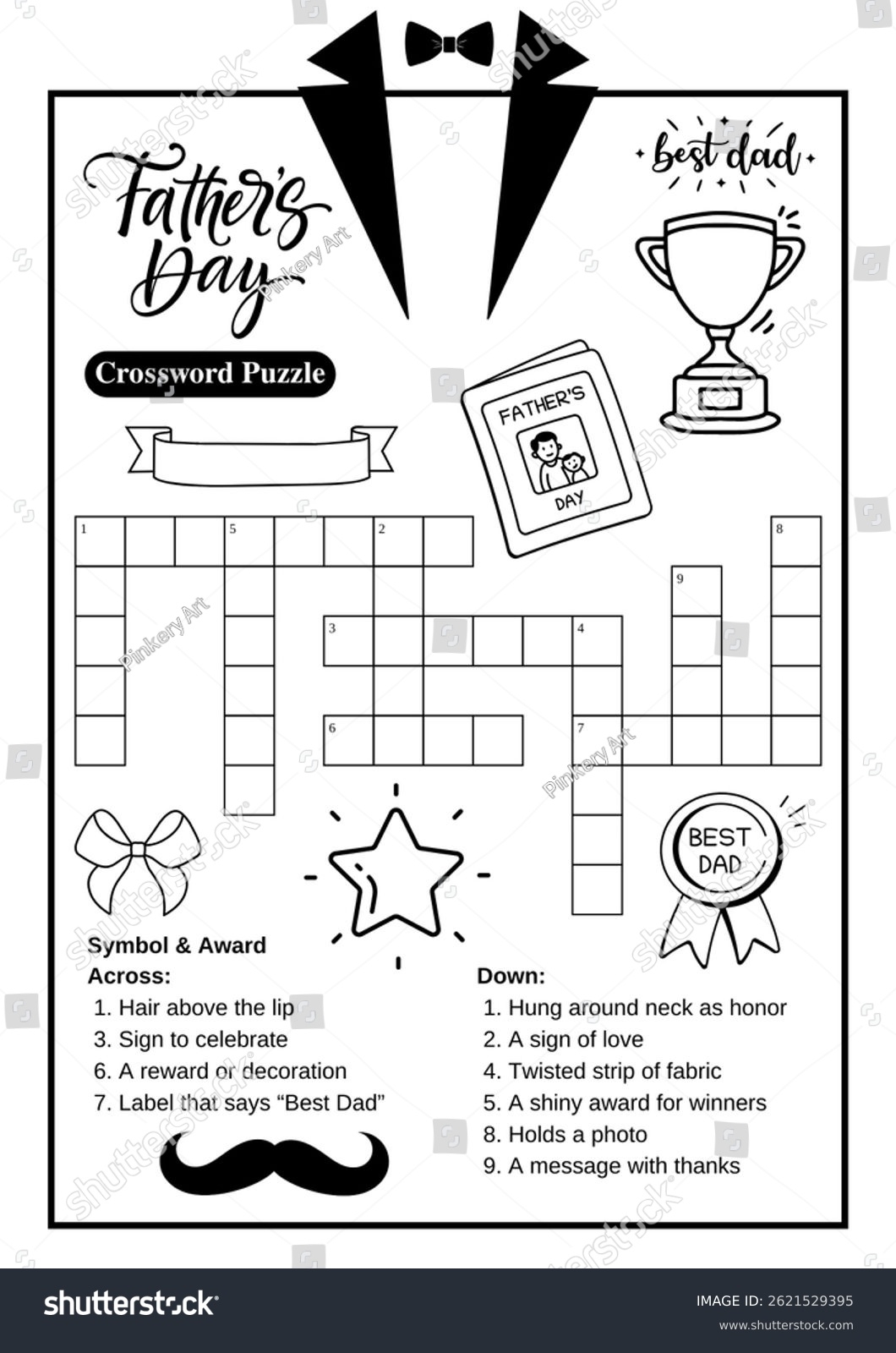 Fathers Day Crossword Activity Kids Printable Stock Illustration 2621529395 Shutterstock
