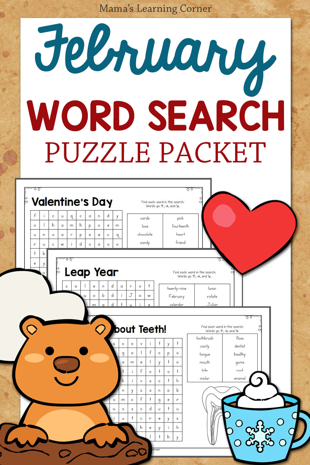 February Word Search Packet Mamas Learning Corner February Word Search Packet Mamas Learning Corner