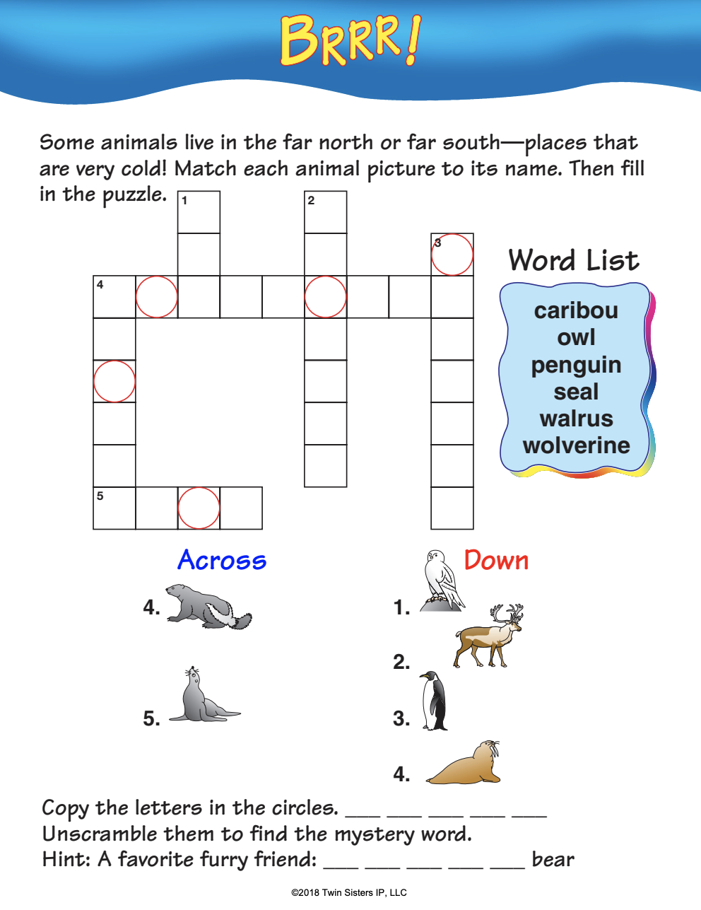 1st Grade Crossword Puzzles Printable