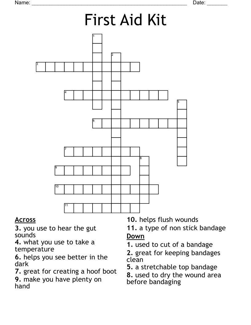 First Aid Kit Crossword WordMint