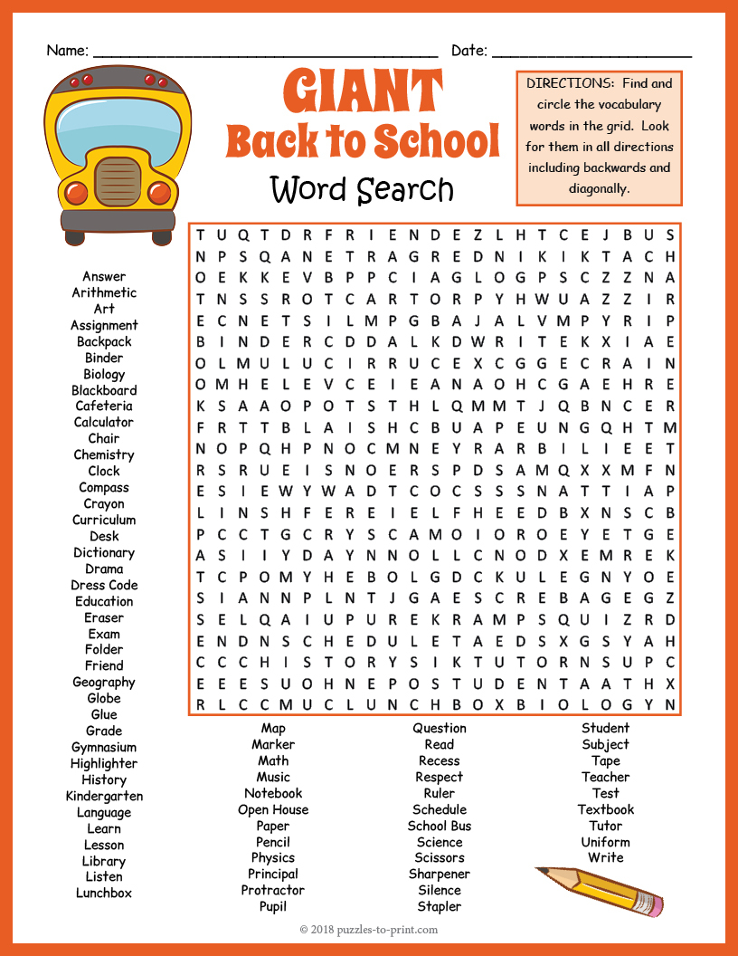 Crossword Puzzles for Kids School Printable Free