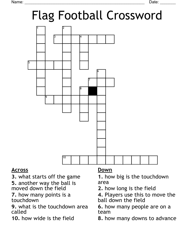 Flag Football Crossword WordMint Flag Football Crossword WordMint