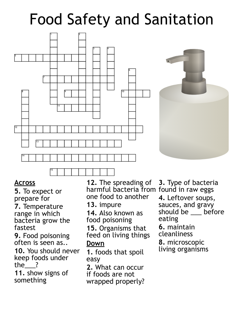 Food Safety Crossword WordMint Food Safety Crossword WordMint