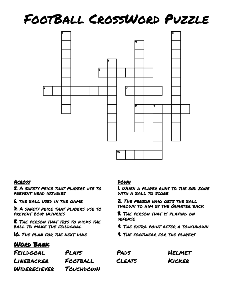 FootBall CrossWord Puzzle WordMint FootBall CrossWord Puzzle WordMint