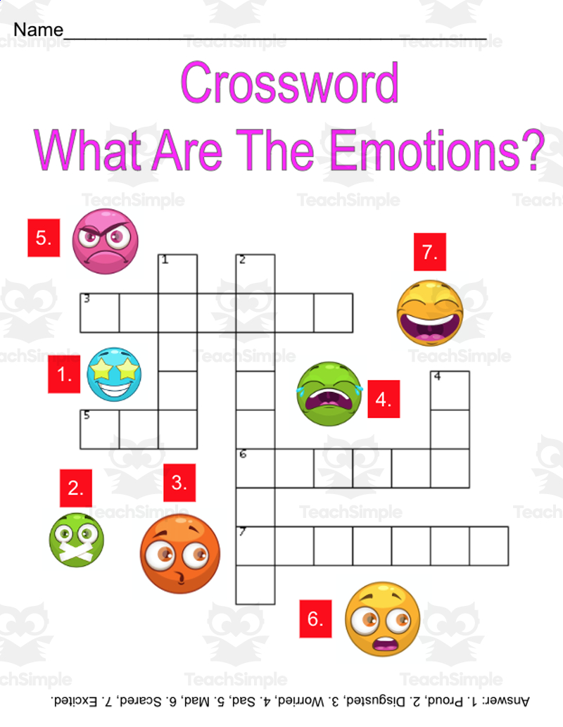 Easy Crossword Puzzles for Families Free Printable Emotions Easy Crossword Puzzles for Families Free Printable Emotions