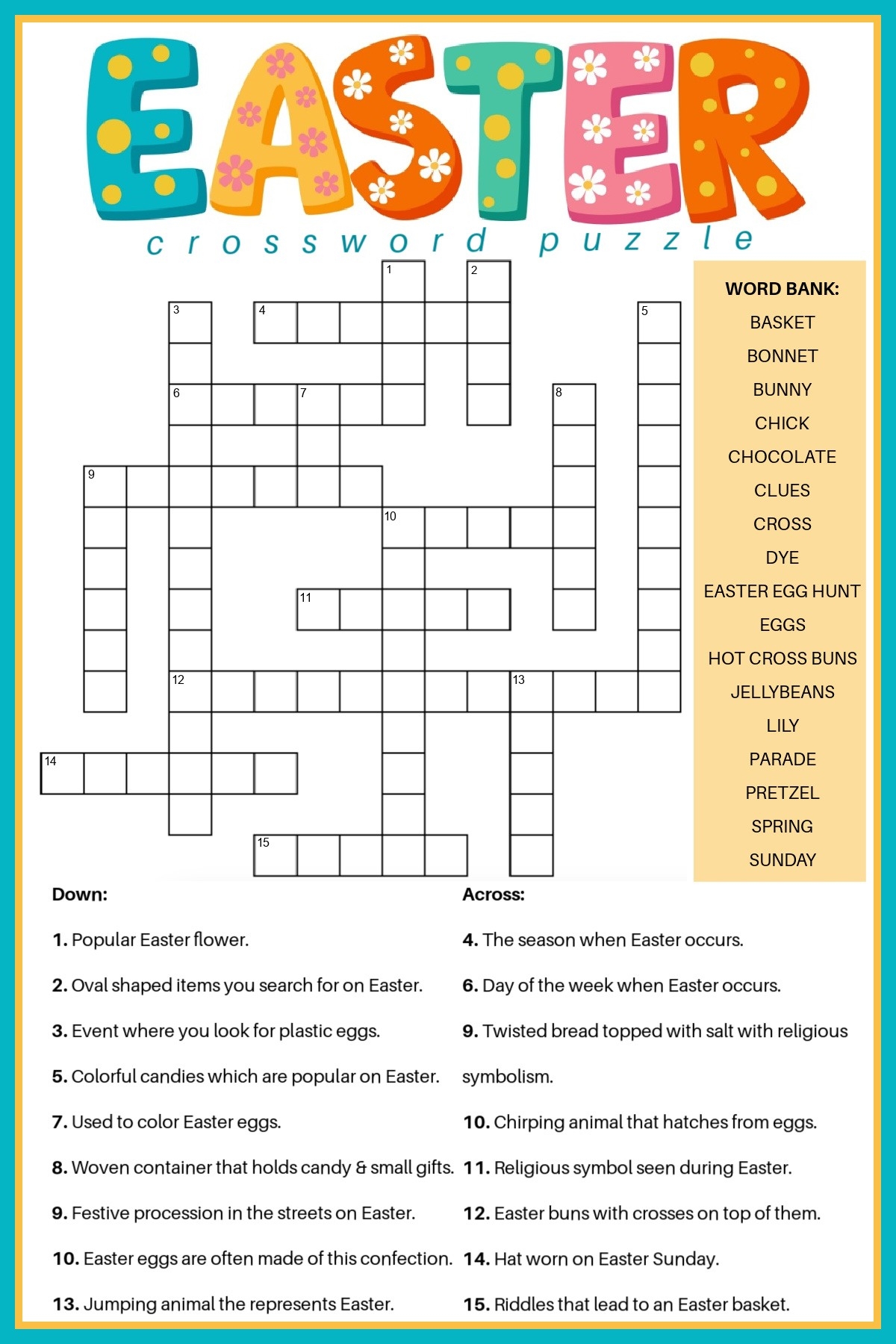 Easter-themed Crossword Printable for Kids Easter-themed Crossword Printable for Kids