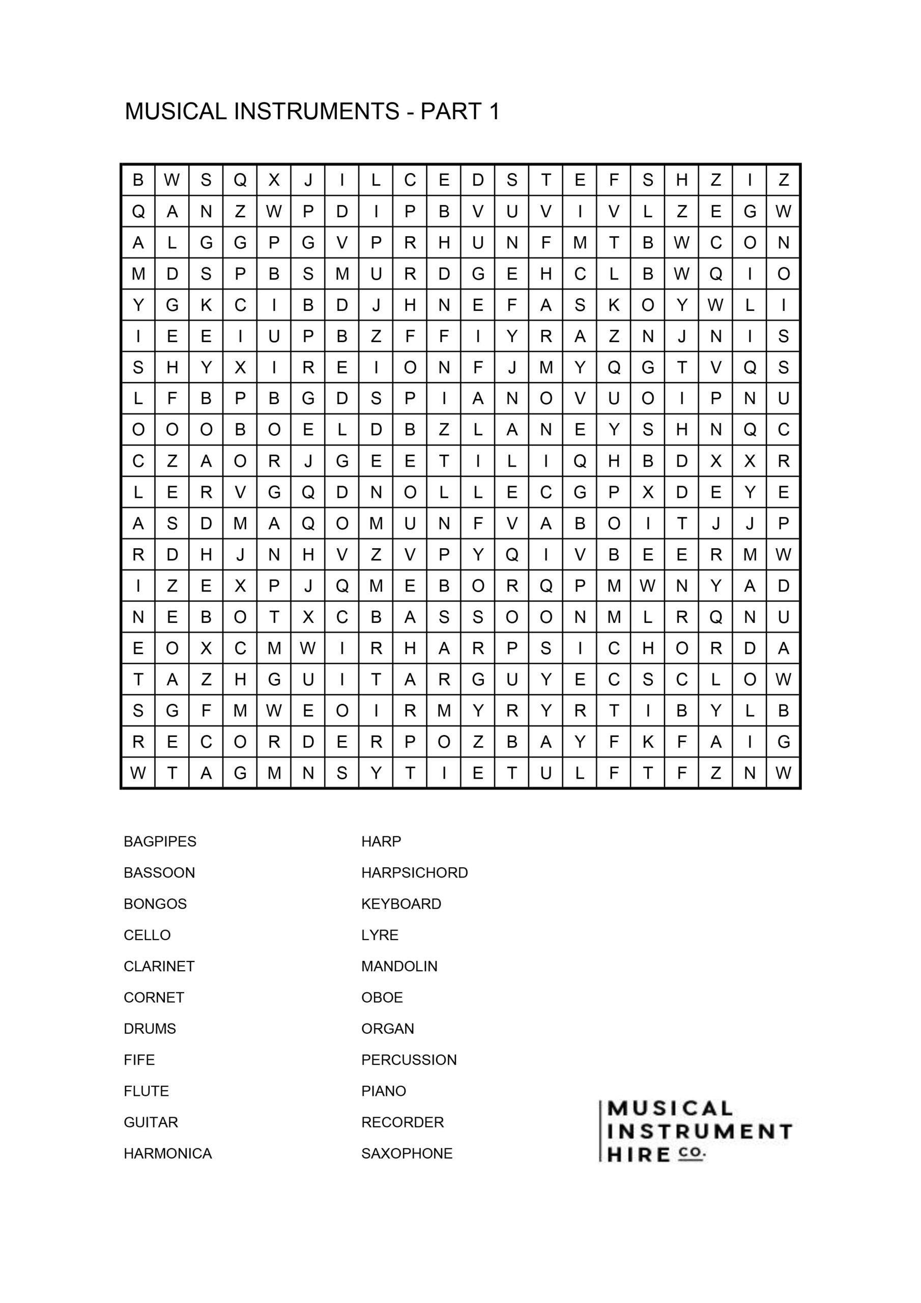 Free Music Word Search Puzzles Musical Instrument Hire Co Free Music Word Search Puzzles Musical Instrument Hire Co