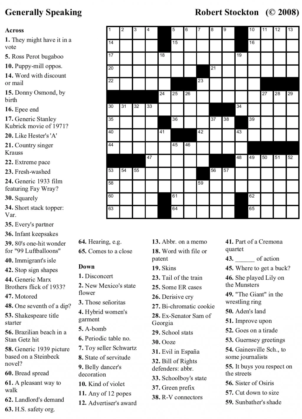 Free Online Crossword Maker Printable