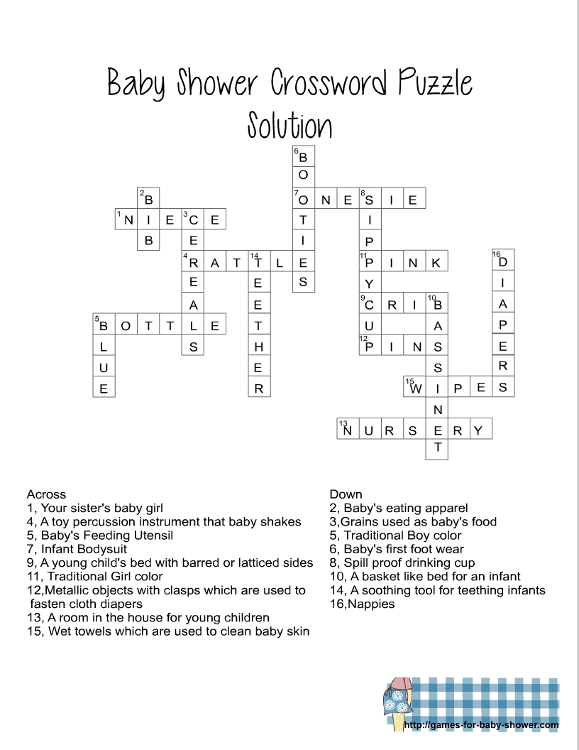 Free Printable Baby Shower Crossword Puzzle Game Free Printable Baby Shower Crossword Puzzle Game