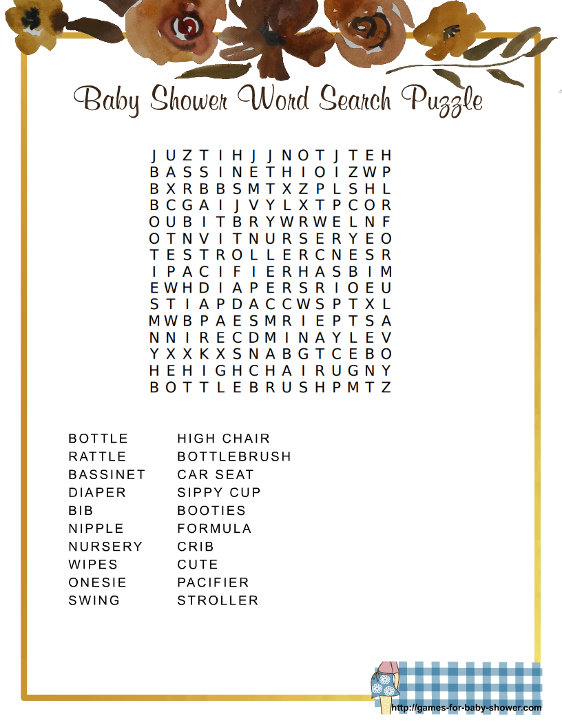 Free Printable Baby Shower Crossword Games