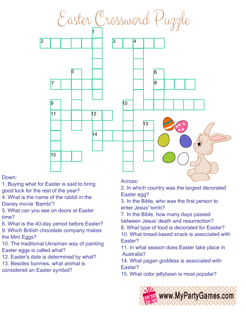 Free Printable Easy Easter Crossword