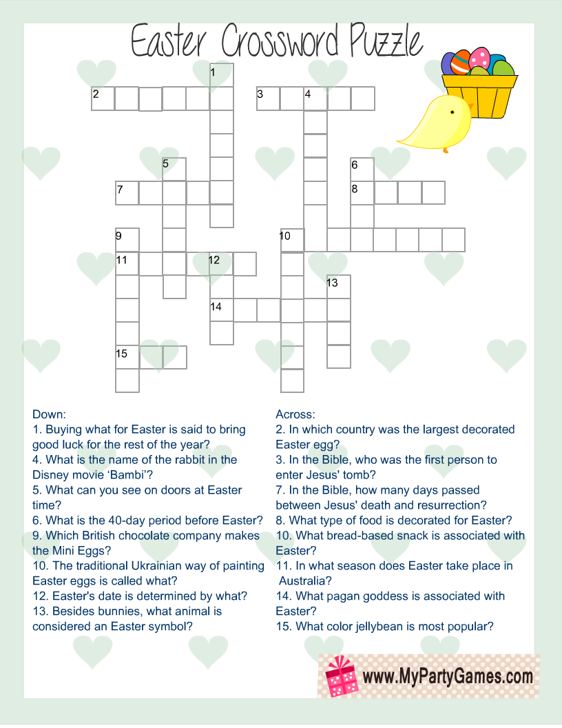 Easter Crossword Printable Easter Crossword Printable