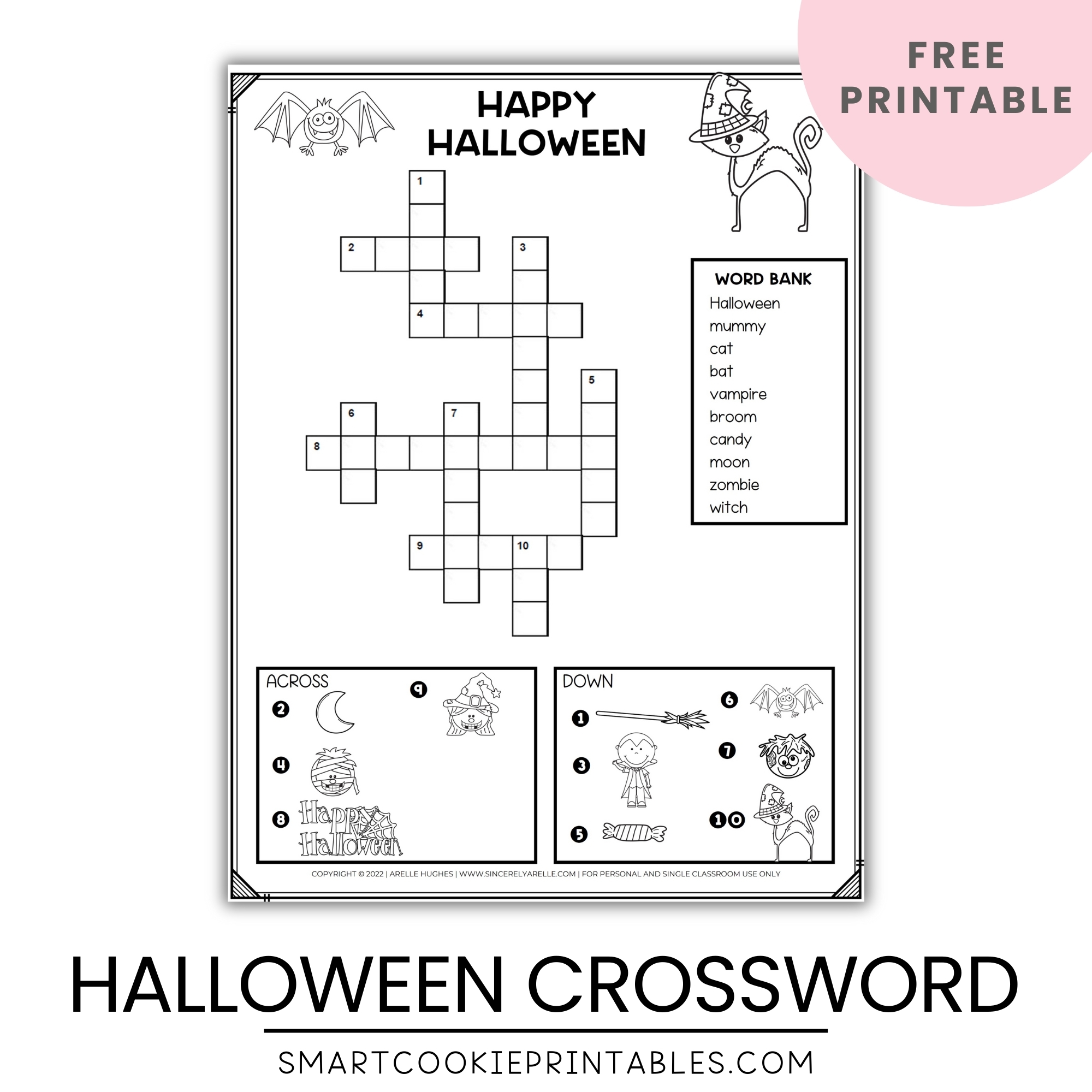 Free Printable Happy Halloween Crossword Puzzle For Kids Smart Cookie Printables Free Printable Happy Halloween Crossword Puzzle For Kids Smart Cookie Printables