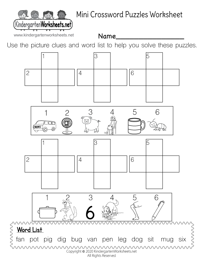 free printable mini crossword puzzles worksheet
