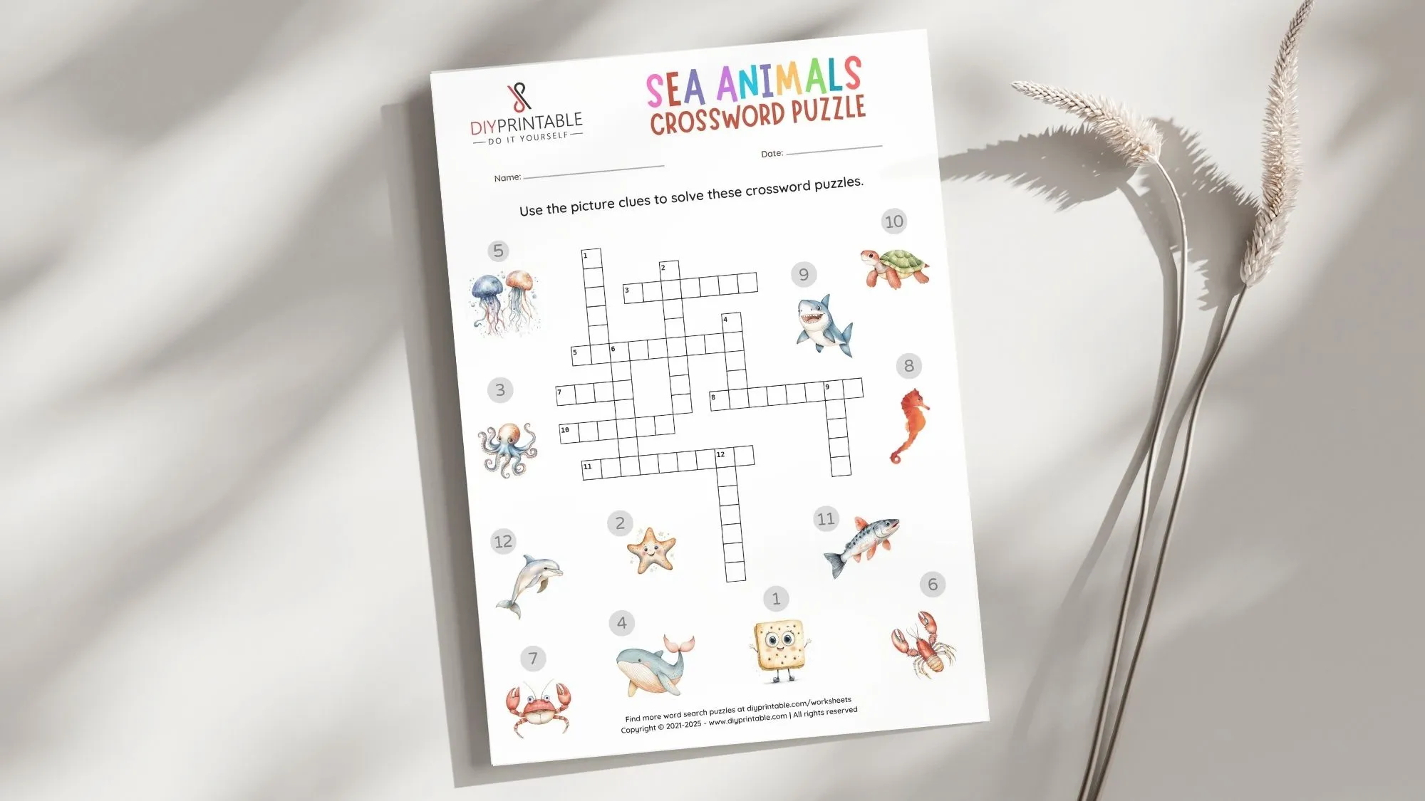 Free Printable Sea Animals Crossword Puzzle Do It Yourself Printables Free Printable Sea Animals Crossword Puzzle Do It Yourself Printables
