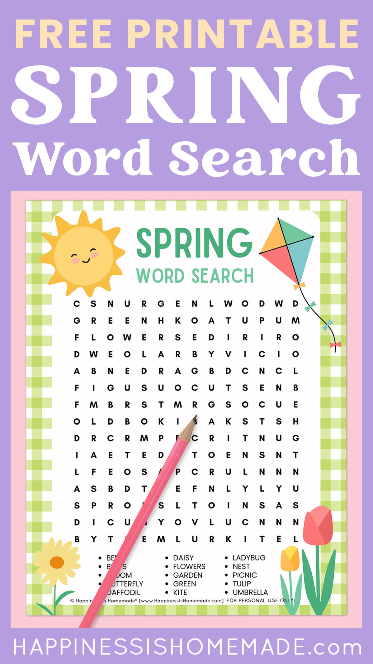 Free Printable Spring Word Search Puzzle Happiness Is Homemade