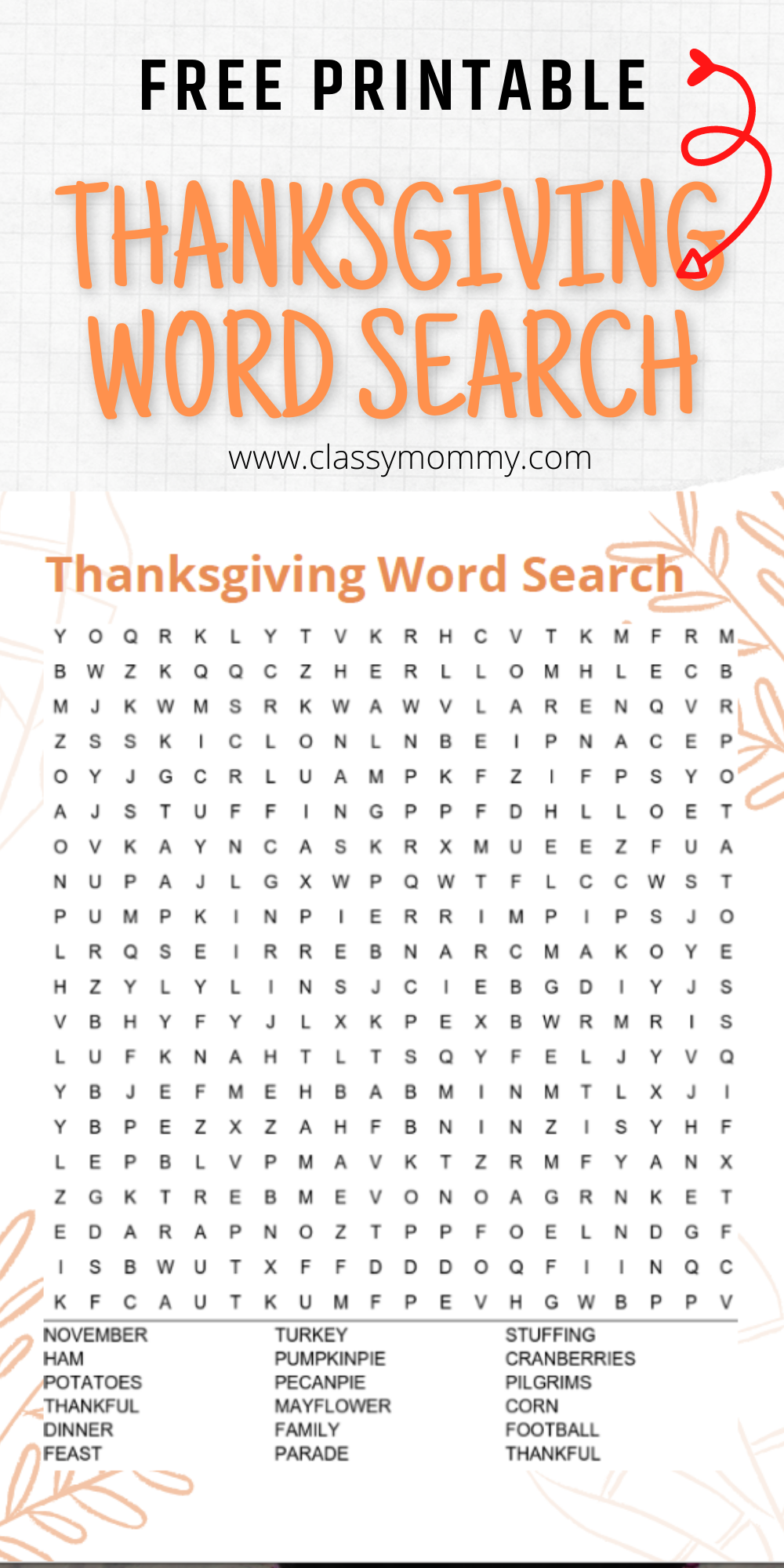 Free Printable Thanksgiving Word Search Classy Mommy Free Printable Thanksgiving Word Search Classy Mommy