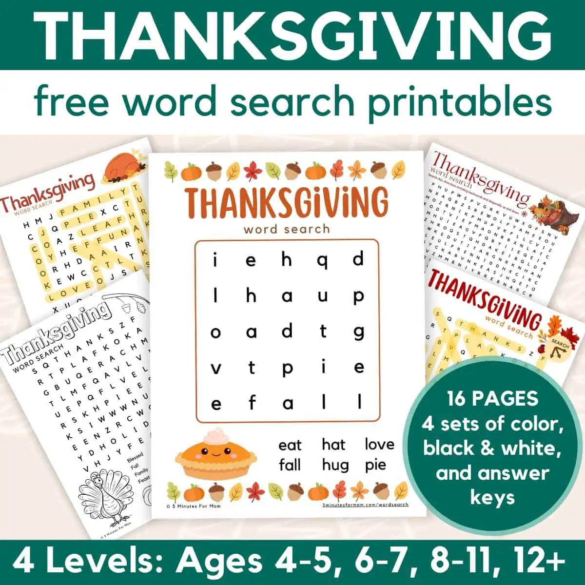 Free Thanksgiving Crossword Puzzles for Adults Printable