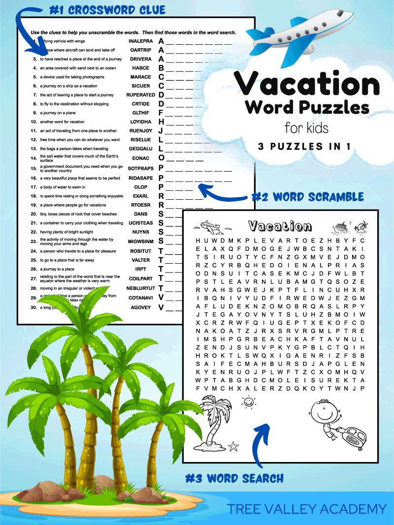 Free Printable Vacation Word Puzzle For Kids Tree Valley Academy Free Printable Vacation Word Puzzle For Kids Tree Valley Academy