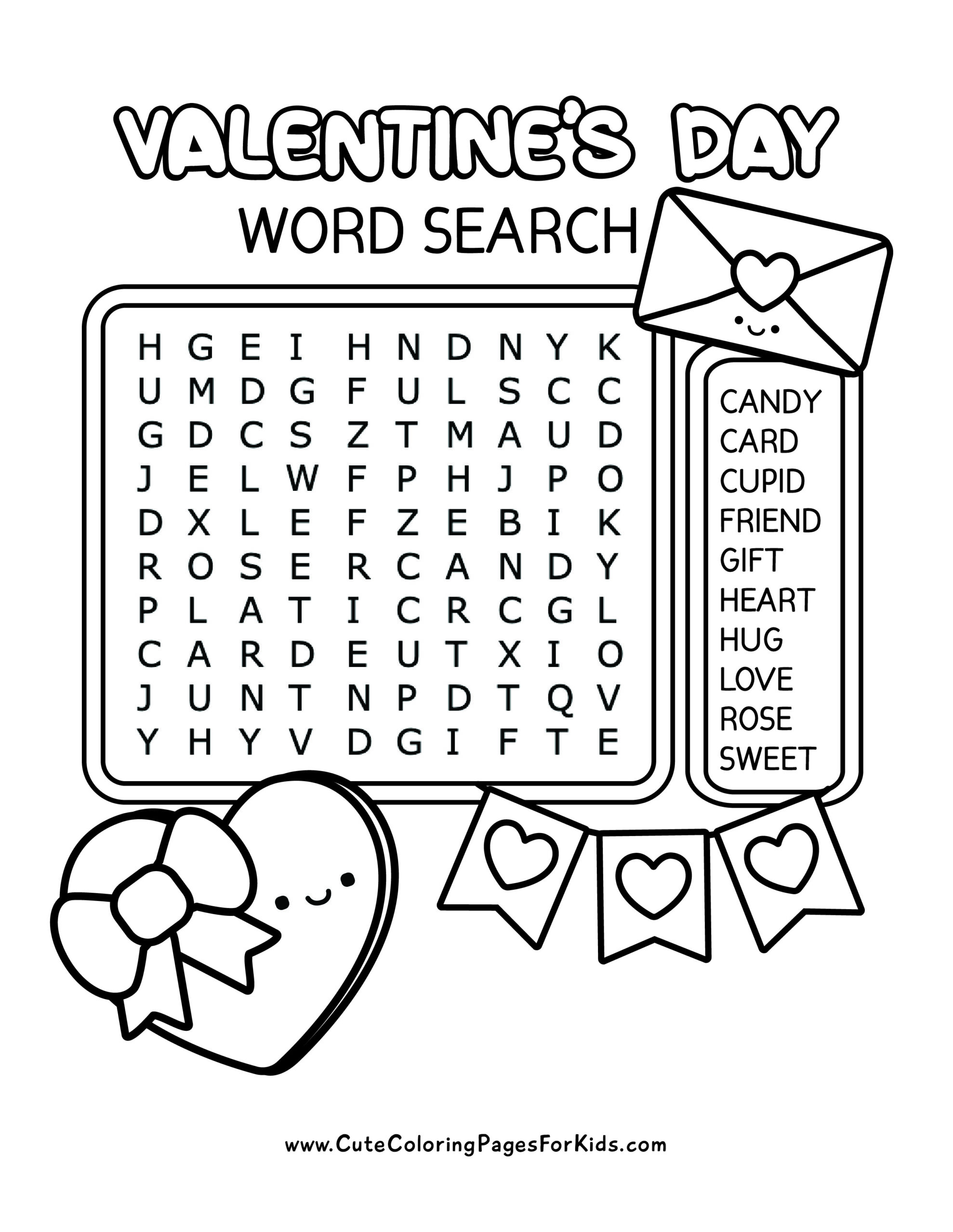 Free Printable Valentine s Day Word Search For Kids Cute Coloring Pages For Kids Free Printable Valentine s Day Word Search For Kids Cute Coloring Pages For Kids
