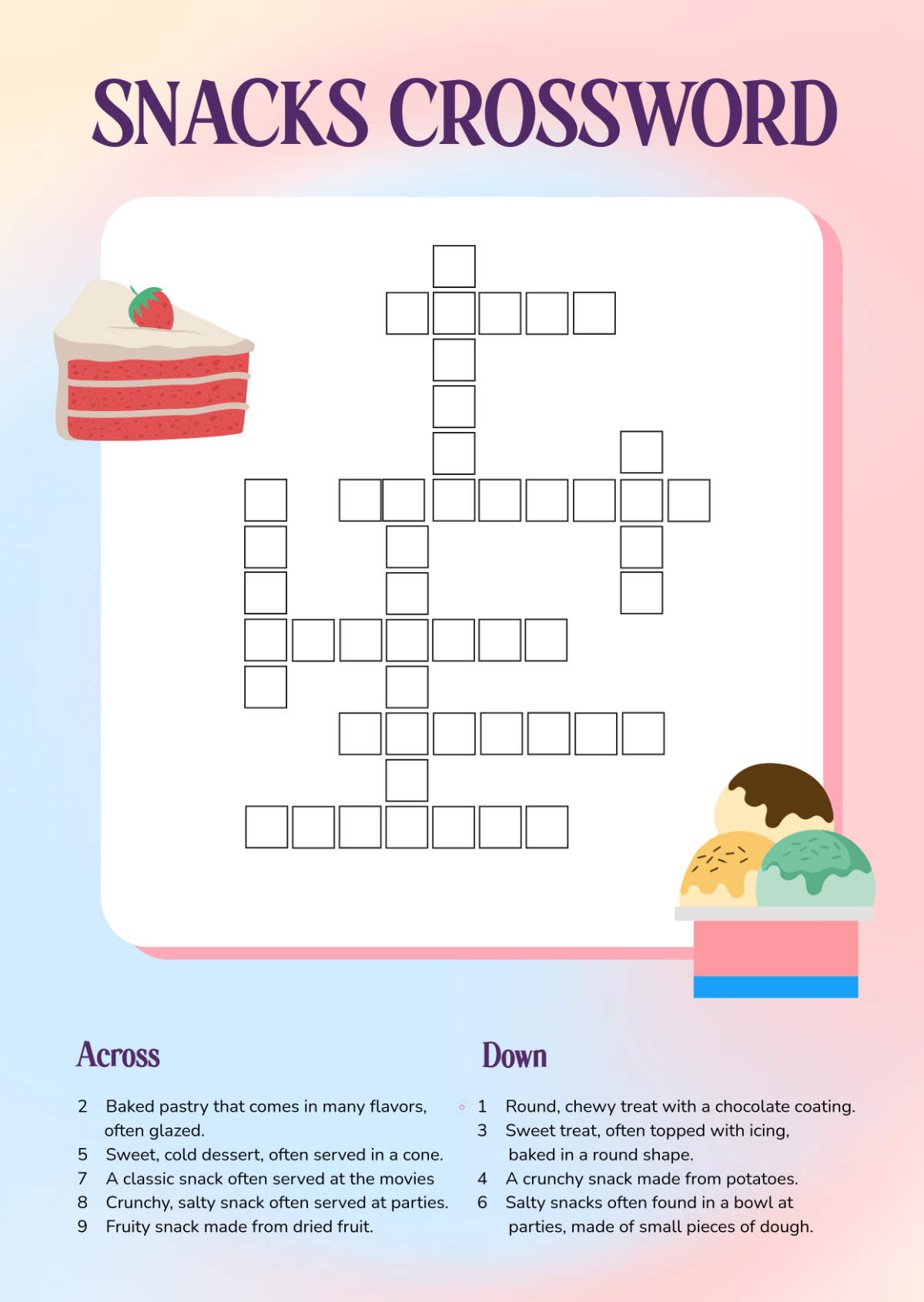 Free Snacks Crossword Template To Edit Online Free Snacks Crossword Template To Edit Online