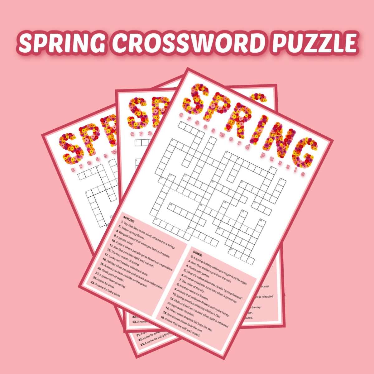 free spring crossword puzzle printable answer key included free spring crossword puzzle printable answer key included