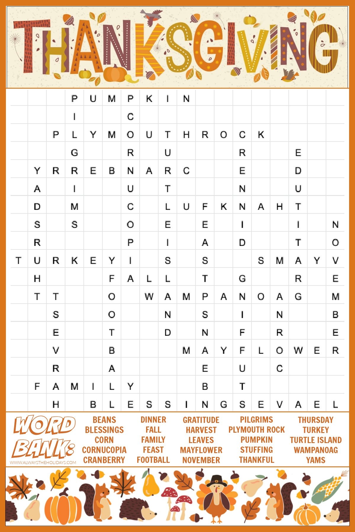 Thanksgiving Crossword Puzzle Difficult Printable Thanksgiving Crossword Puzzle Difficult Printable