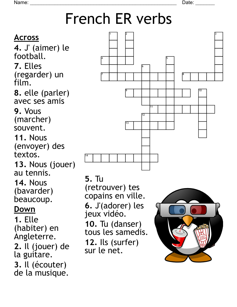 France Crossword Game Printable