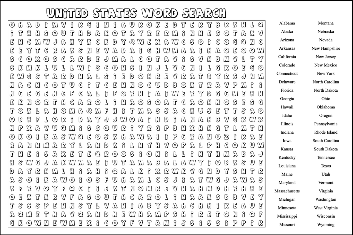 Giant Size Puzzle Page 24 x36 Word Search 50 Words United States Theme EBay