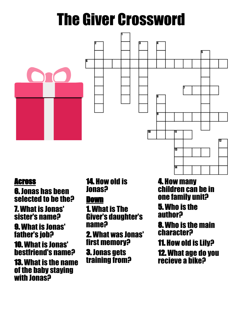 Giver Chapters 1 7 Crossword WordMint Giver Chapters 1 7 Crossword WordMint