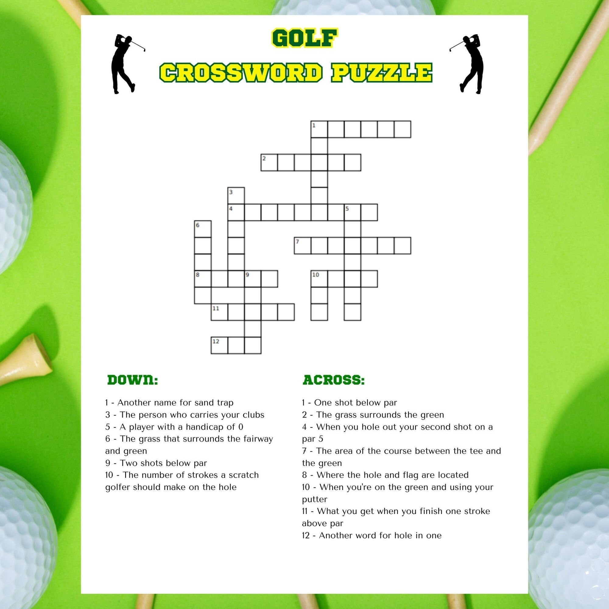 Golf Crossword Puzzle 8 5 Golf Crossword Puzzle 8 5