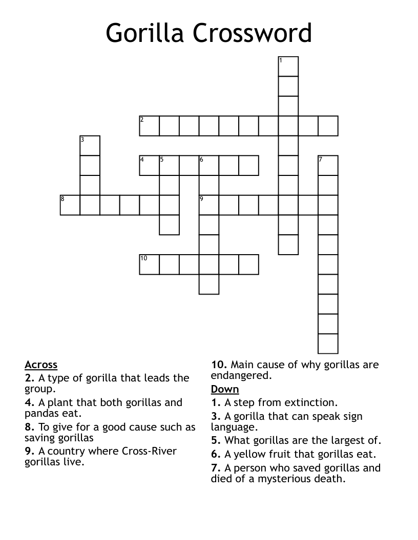Gorilla Crossword WordMint