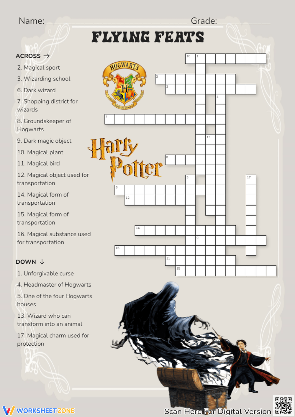 Grade 1 Harry Potter Crossword Worksheets 2025