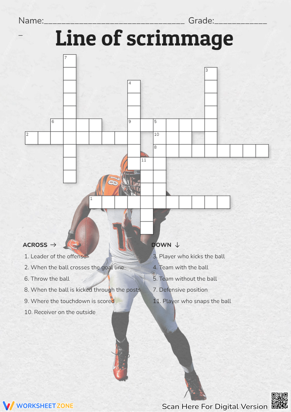 Free Printable Football Crossword Puzzle