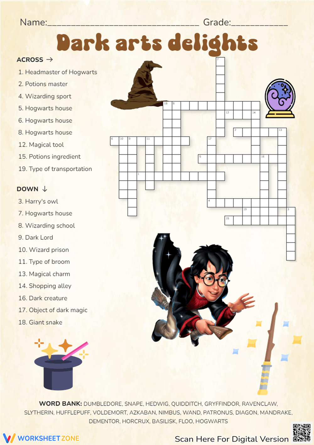 Grade 2 Harry Potter Crossword Worksheets 2025