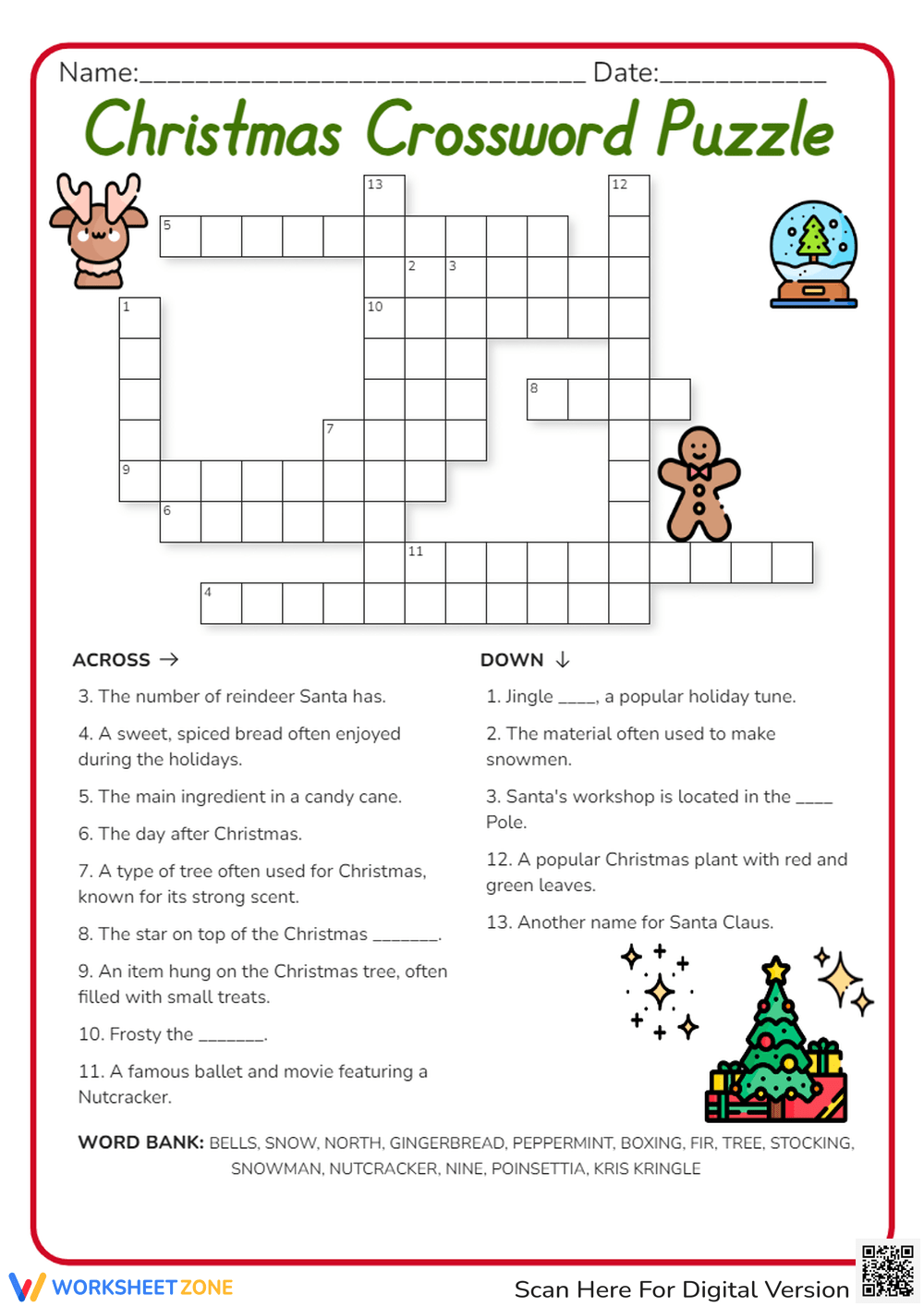 Christmas Crossword Free Printable PDF Christmas Crossword Free Printable PDF