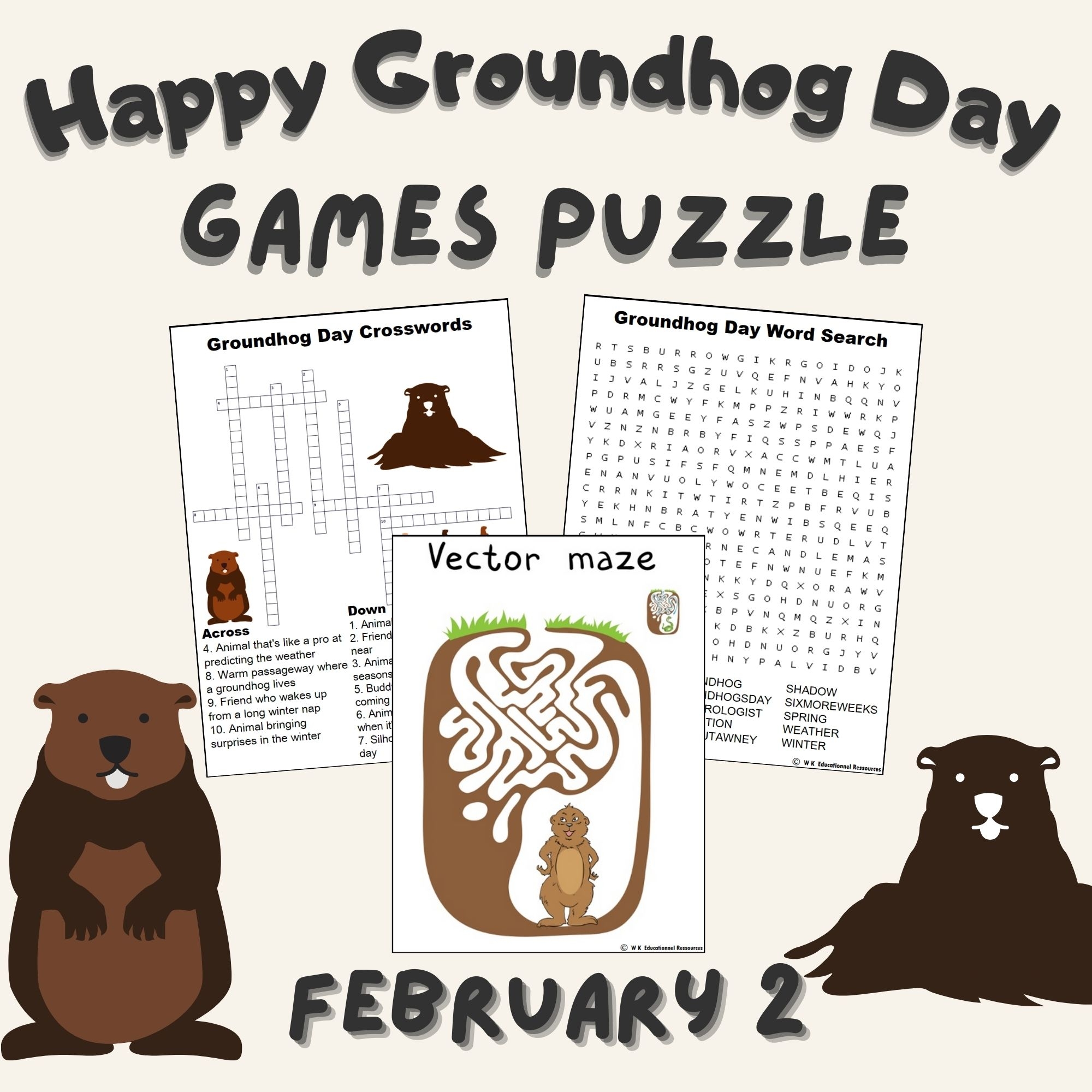 Groundhog Day Games Puzzle Crossword Word Search Maze Word Practice Activities Made By Teachers Groundhog Day Games Puzzle Crossword Word Search Maze Word Practice Activities Made By Teachers