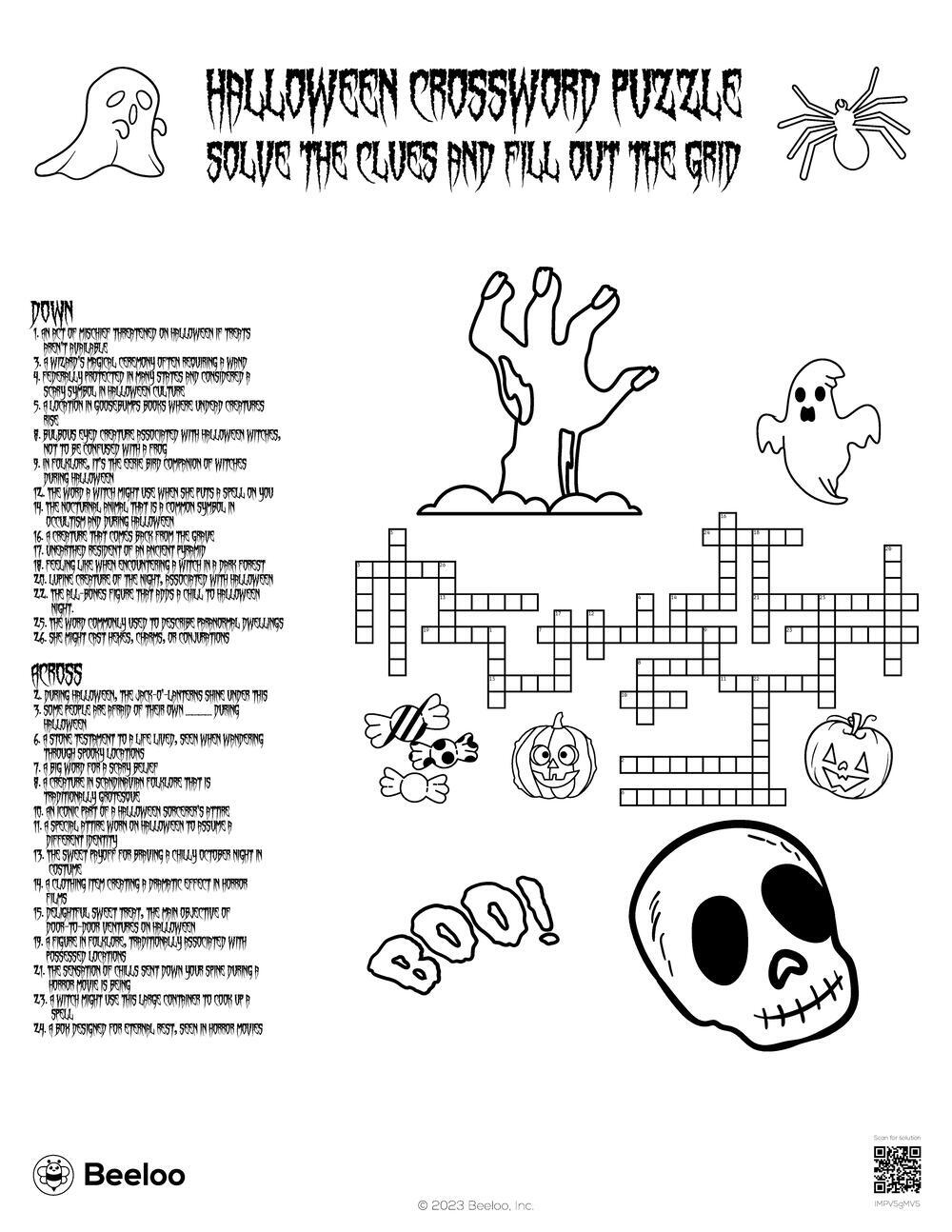 Halloween Crossword Puzzle Beeloo Printable Crafts And Activities For Kids Halloween Crossword Puzzle Beeloo Printable Crafts And Activities For Kids