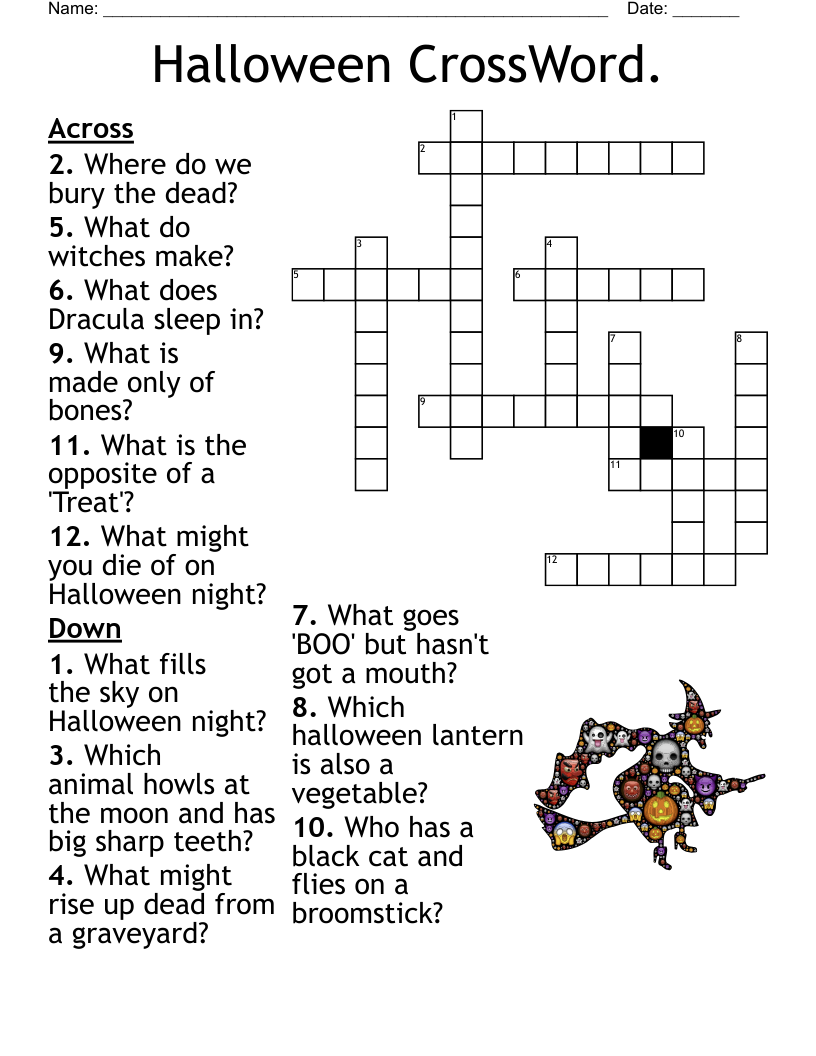 Halloween Crossword Puzzle WordMint Halloween Crossword Puzzle WordMint