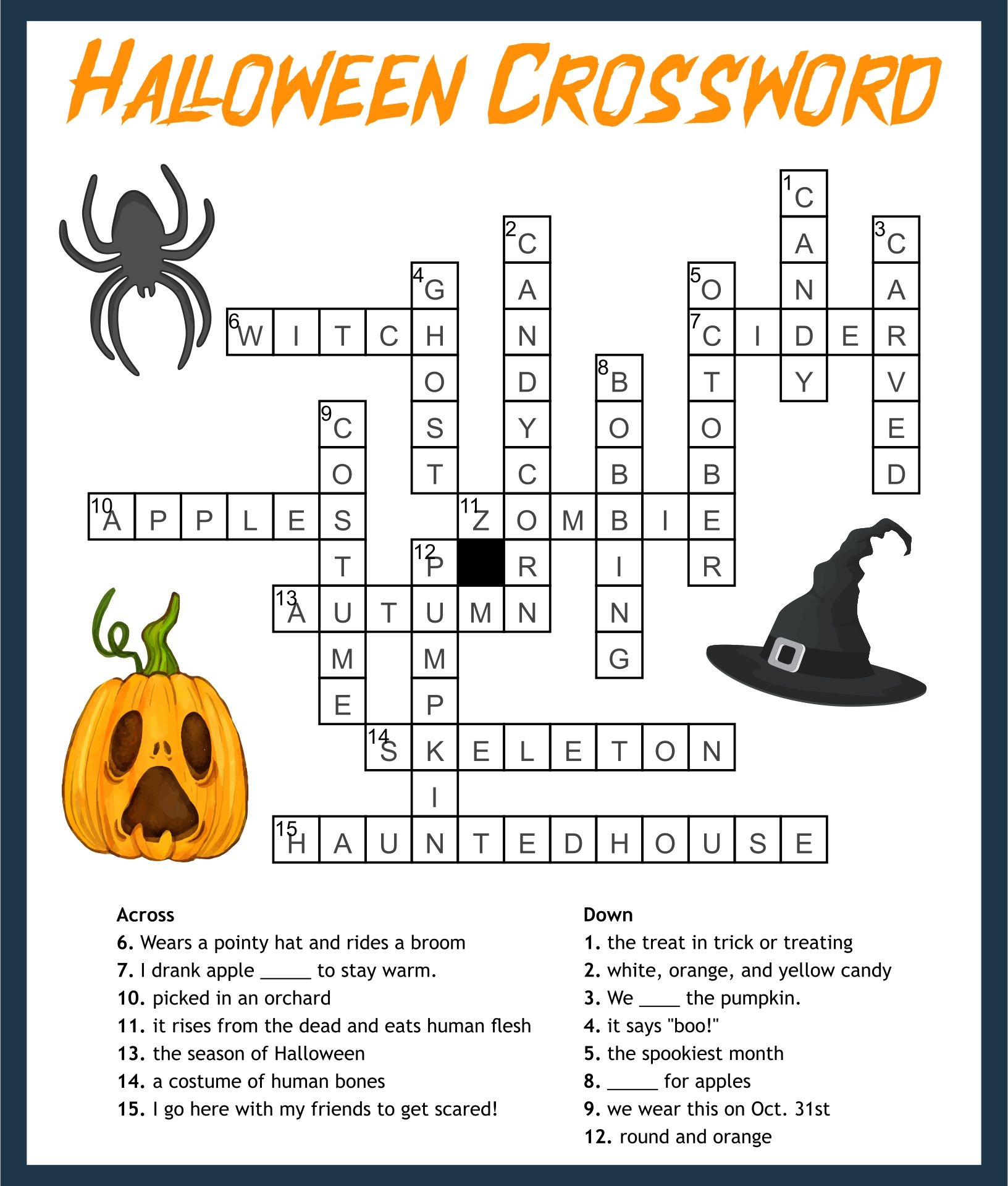 Halloween Crossword Puzzles Printable Halloween Crossword Puzzles Printable