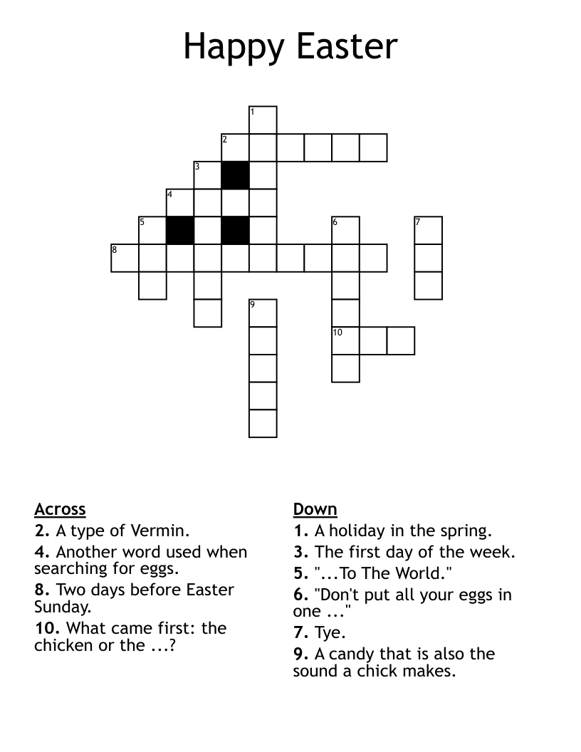happy easter crossword wordmint