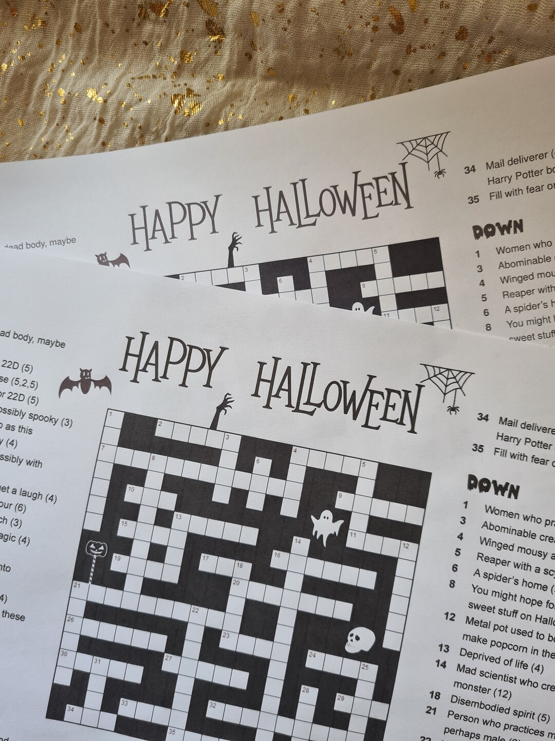Happy Halloween Printable Crossword Spooky Themed Crossword Puzzle instant Download Etsy