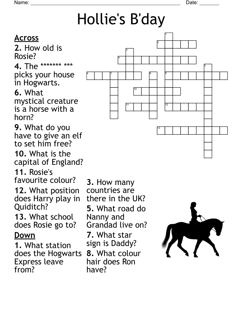 Harry Potter Crossword Puzzle WordMint